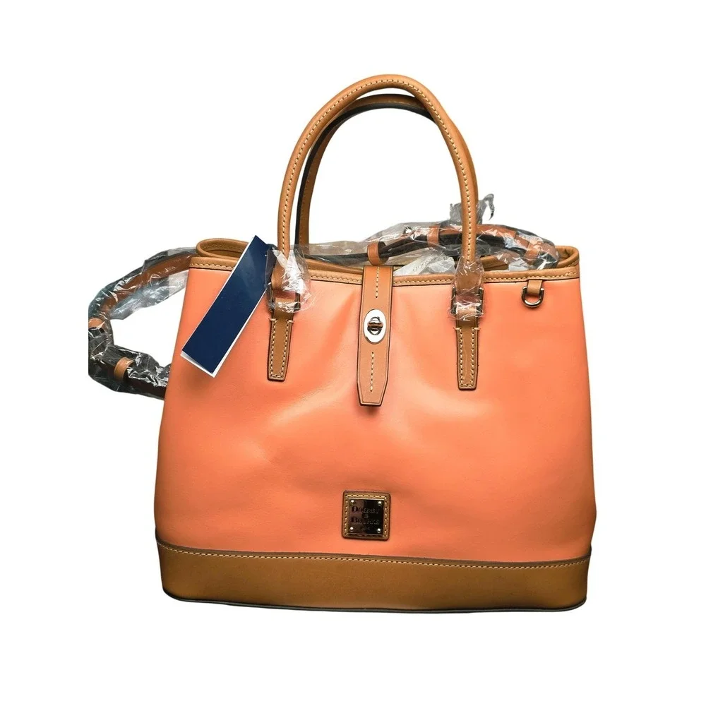 Dooney & Bourke Perry Satchel Large Apricot Wexford Leather Crossbody Bag New